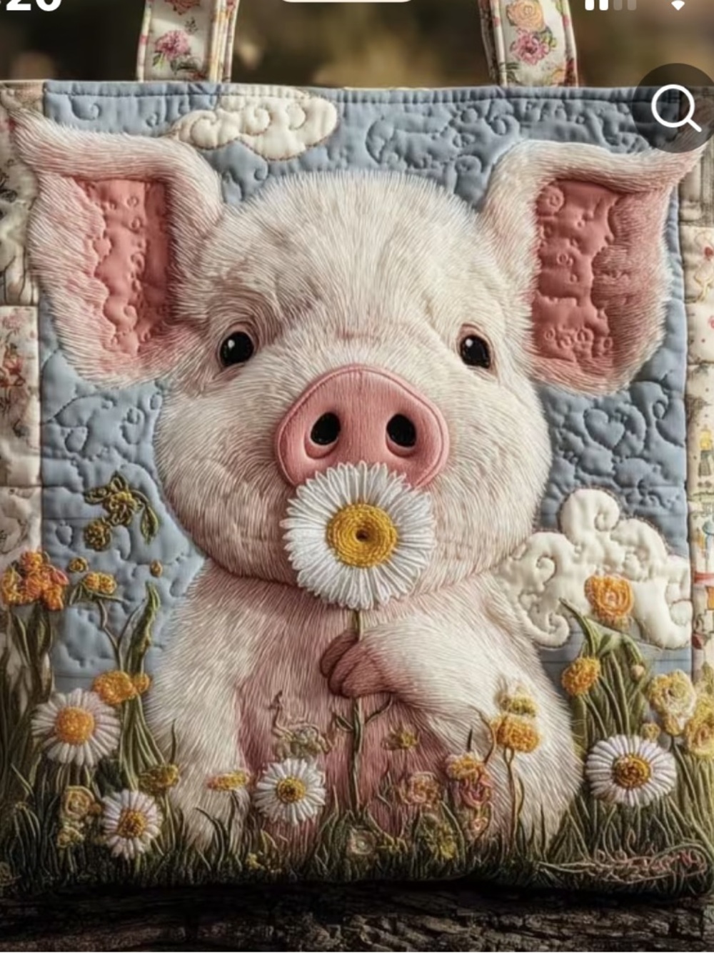 Emu Pink Piglet Floral Quilted Tote - Picture 2 of 3